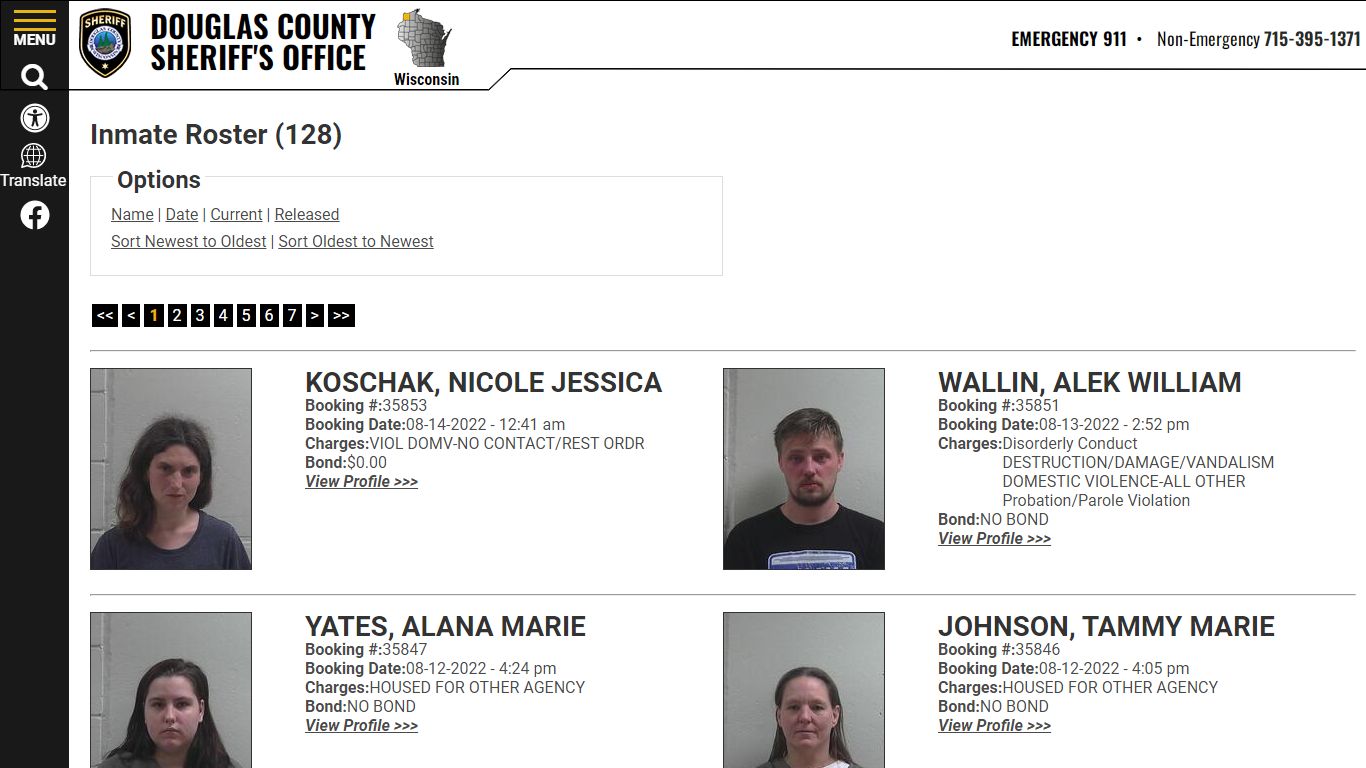 Inmate Roster - Douglas County Sheriff WI